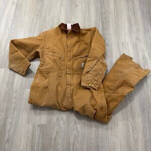 Carhartt Coveralls 46 Regular Brown X01 Duck Insulated Quilted Workwear 90s